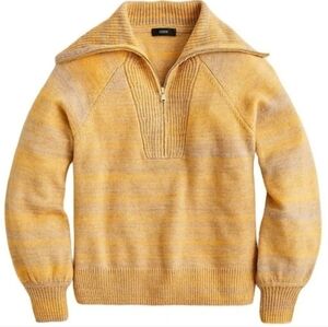 J.Crew Preppy Italian Space-Dyed Wool Blend Half-Zip Funnel Neck Sweater Small